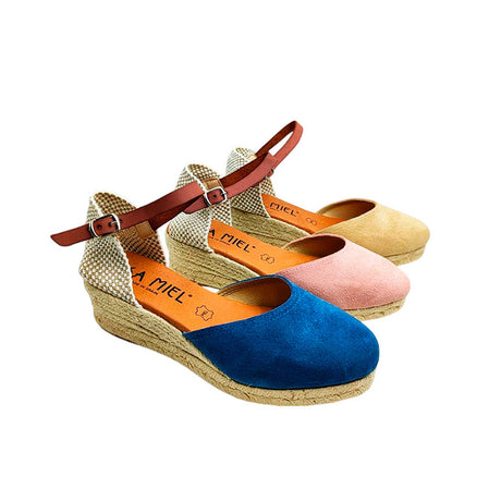 Alpargata de colores en piel serraje con cuña