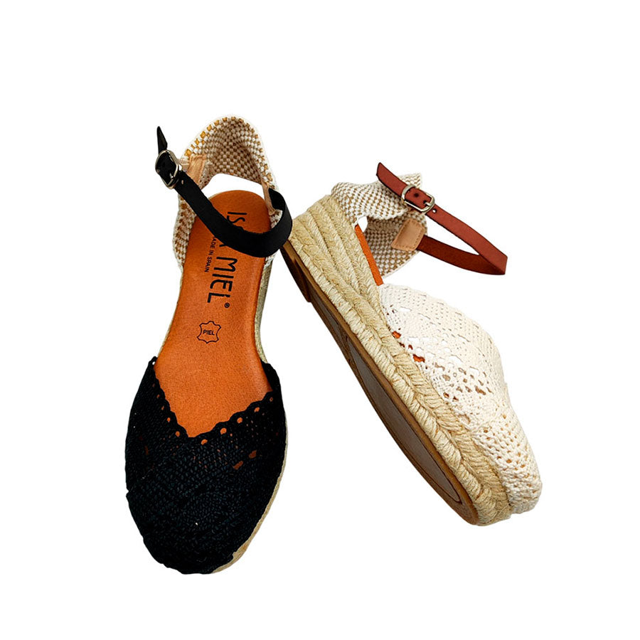 Sandalia de cáñamo en tejido de ganchillo 810 Issa Miel