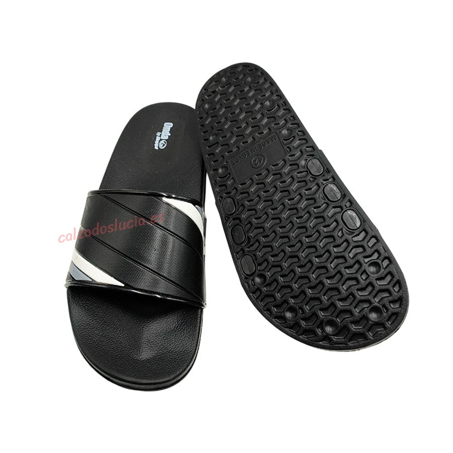 Chancla de hombre en negro y blanco Beppi