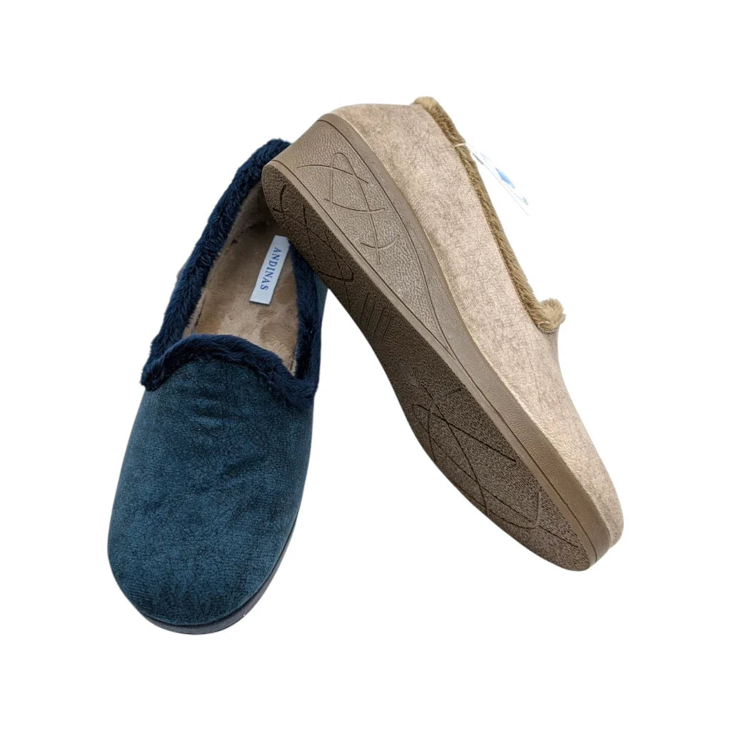Suela con cuña y ribete de pelo suave de zapatilla de mujer Andinas 9881