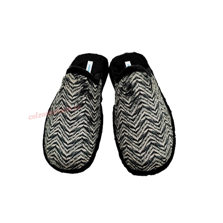 Zapatilla de casa a rayas negras para hombre