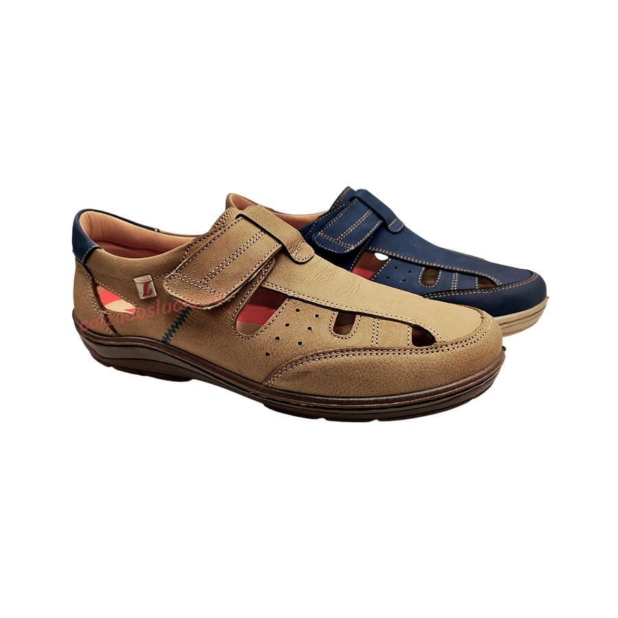 Sandalia de hombre en nobuk marrón