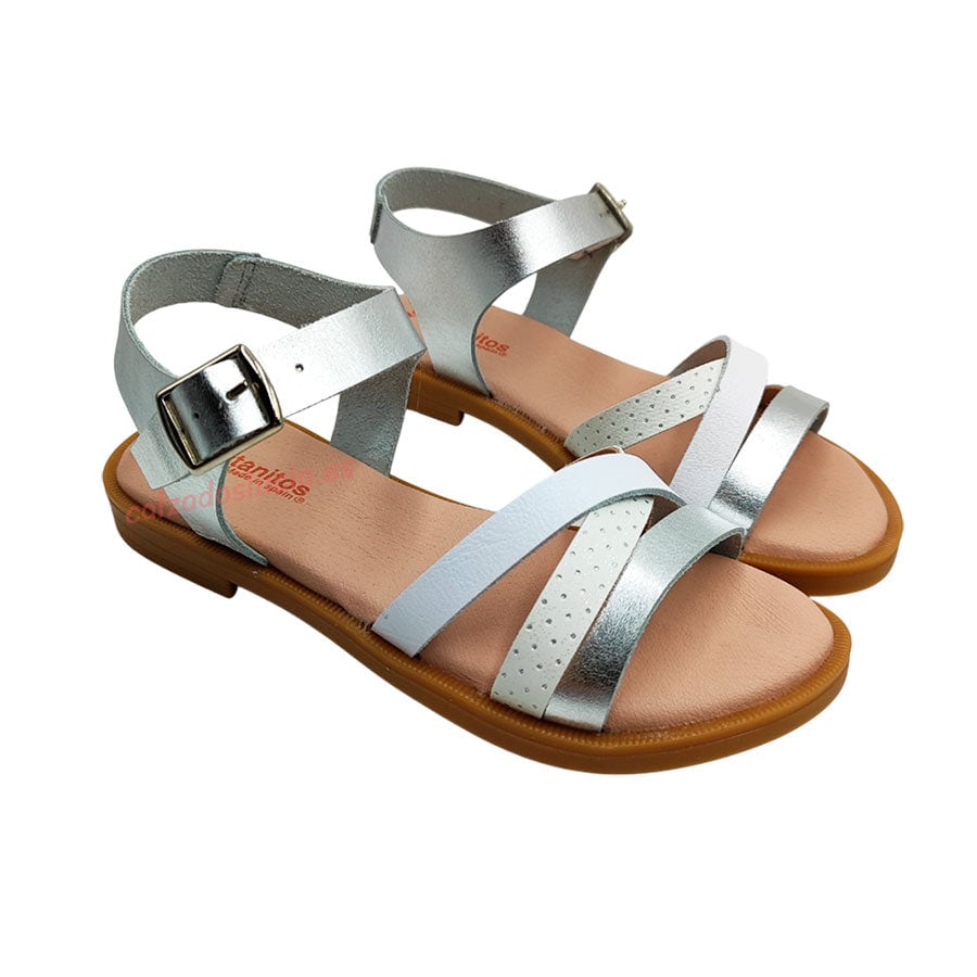 Sandalia de tiras plateadas Titanitos