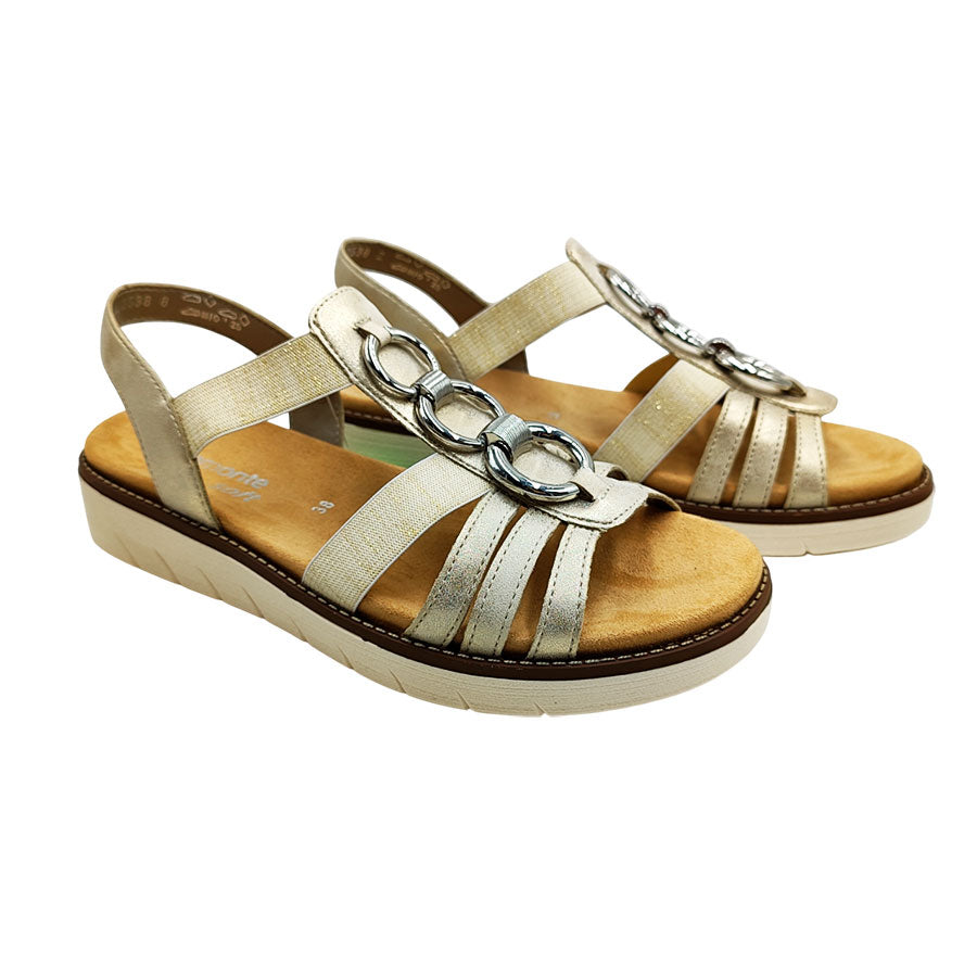 Sandalia color oro Remonte mujer