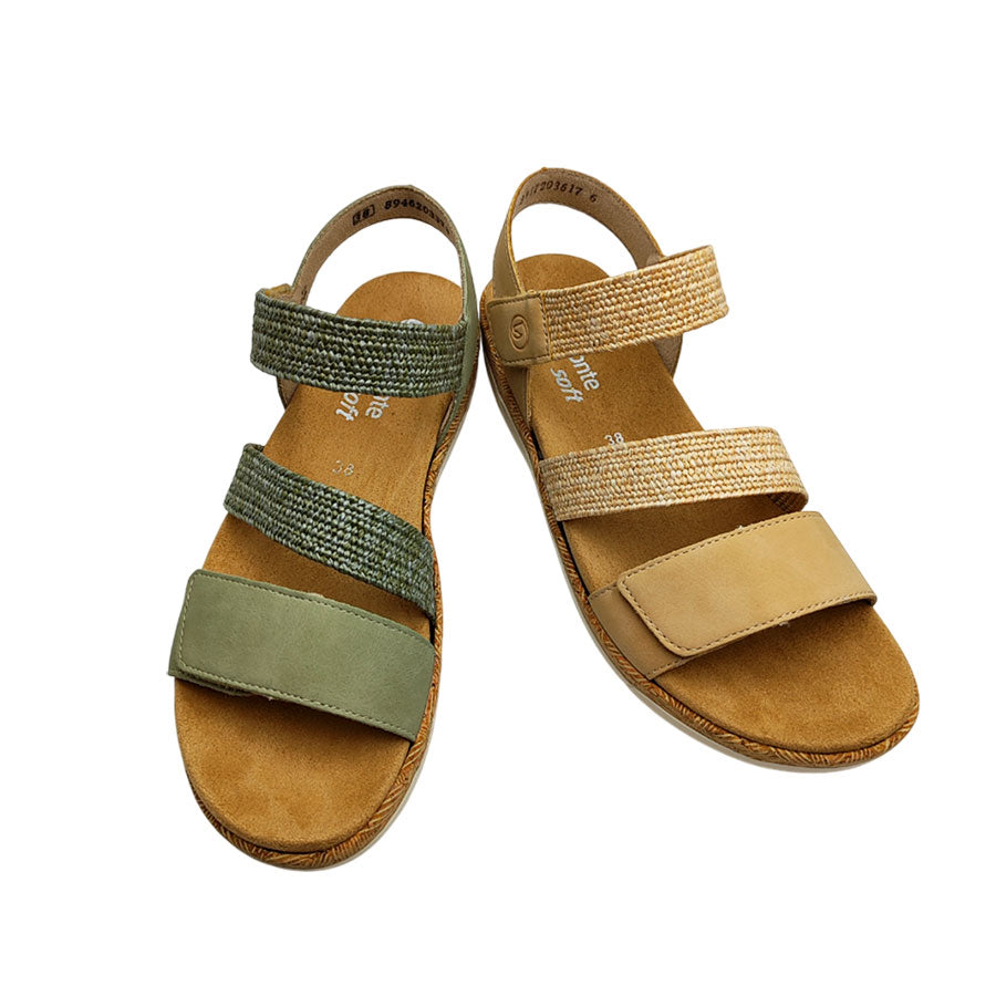 Sandalia tejido trenzado con velcro y plantilla de Remonte