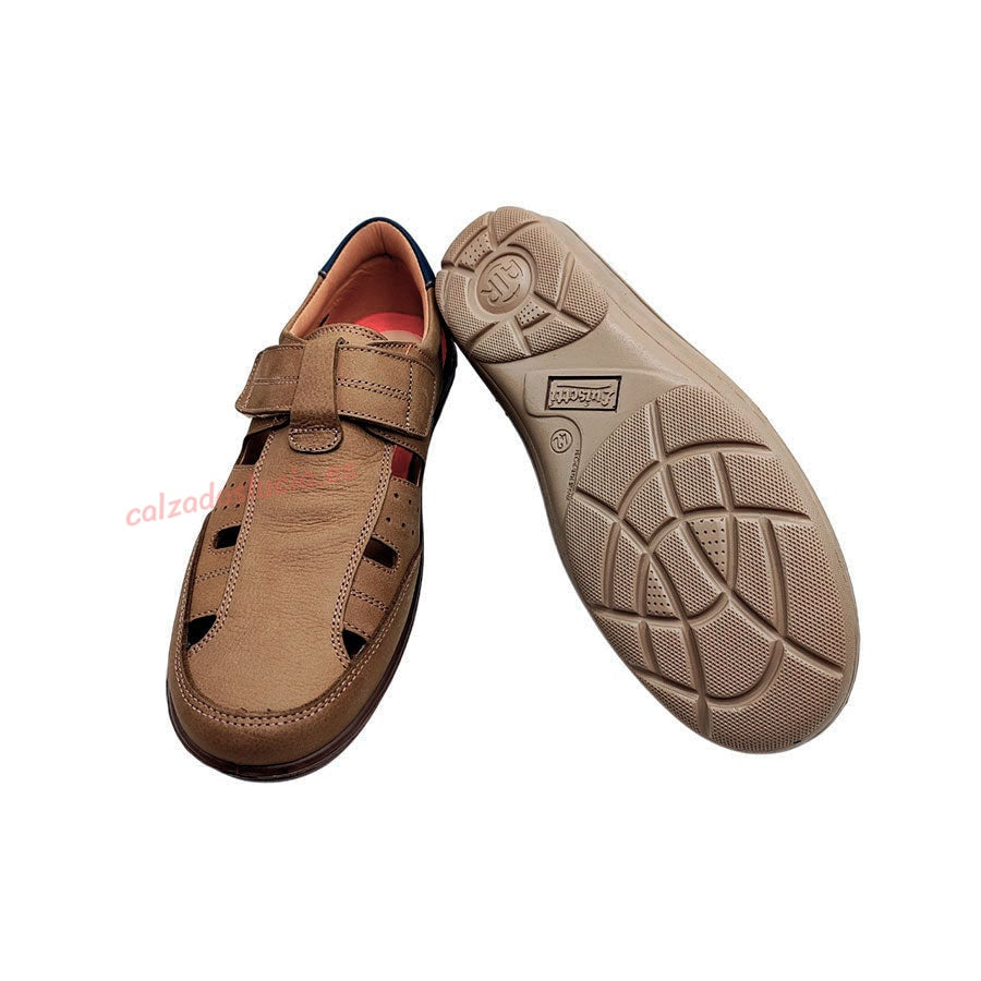 Sandalia de velcro en nobuk para hombre