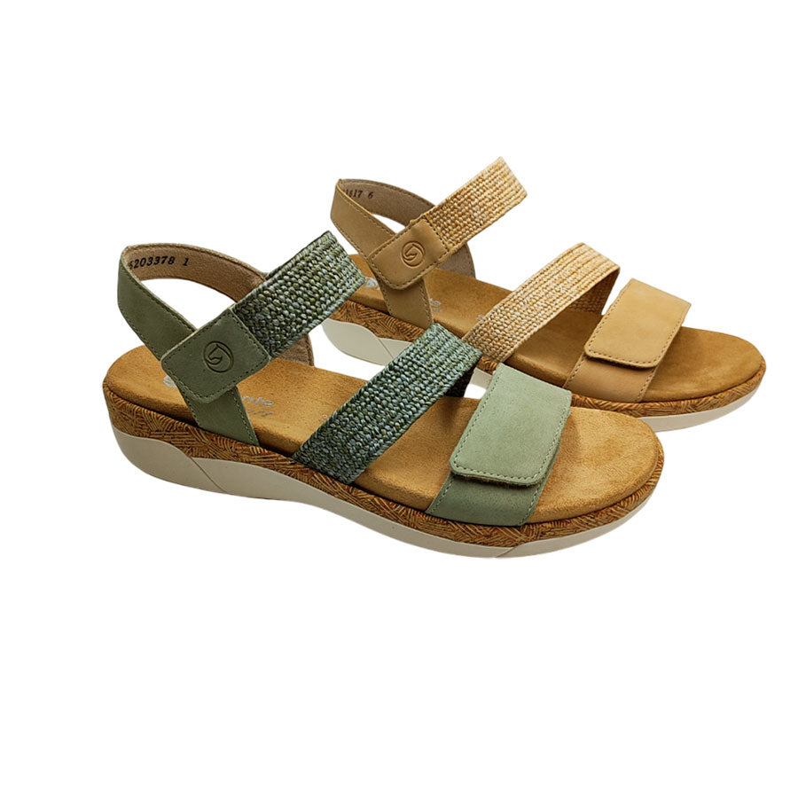 Sandalia tejido trenzado con velcro y plantilla de Remonte