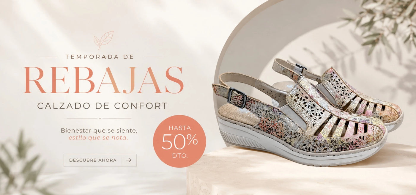 Portada con anuncio de rebajas en sandalias de mujer