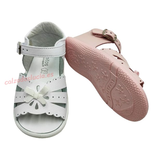 Sandalia blanca y rosa de Titanitos para niña