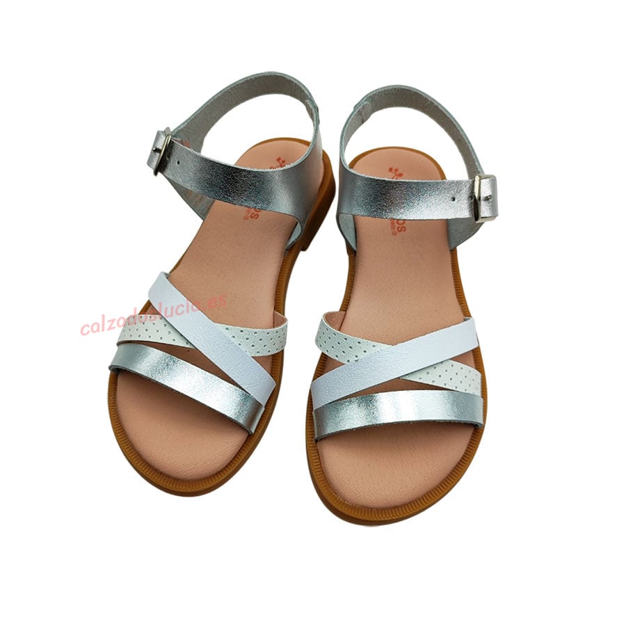 Sandalia de niña de tiras brillantes