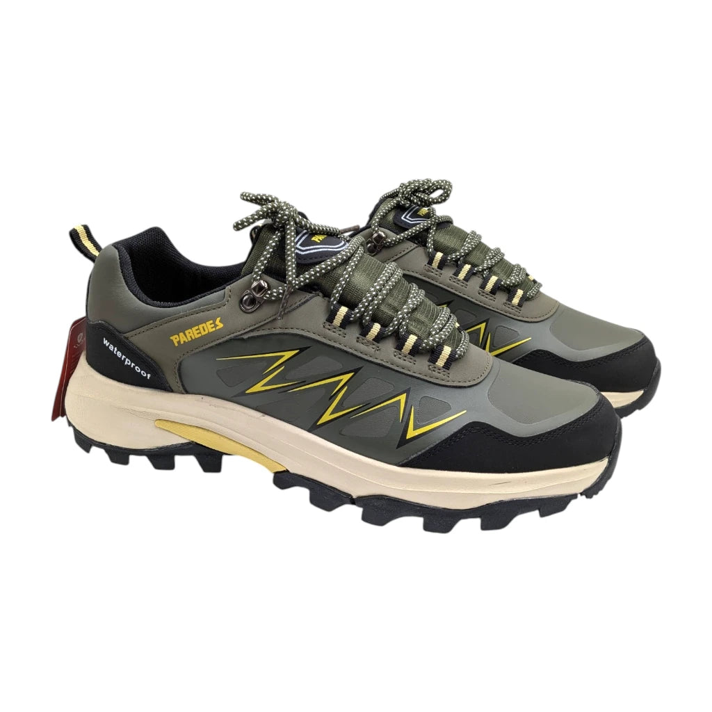 Zapatillas de trekking Paredes Abanto impermeables en verde caza con detalles amarillos