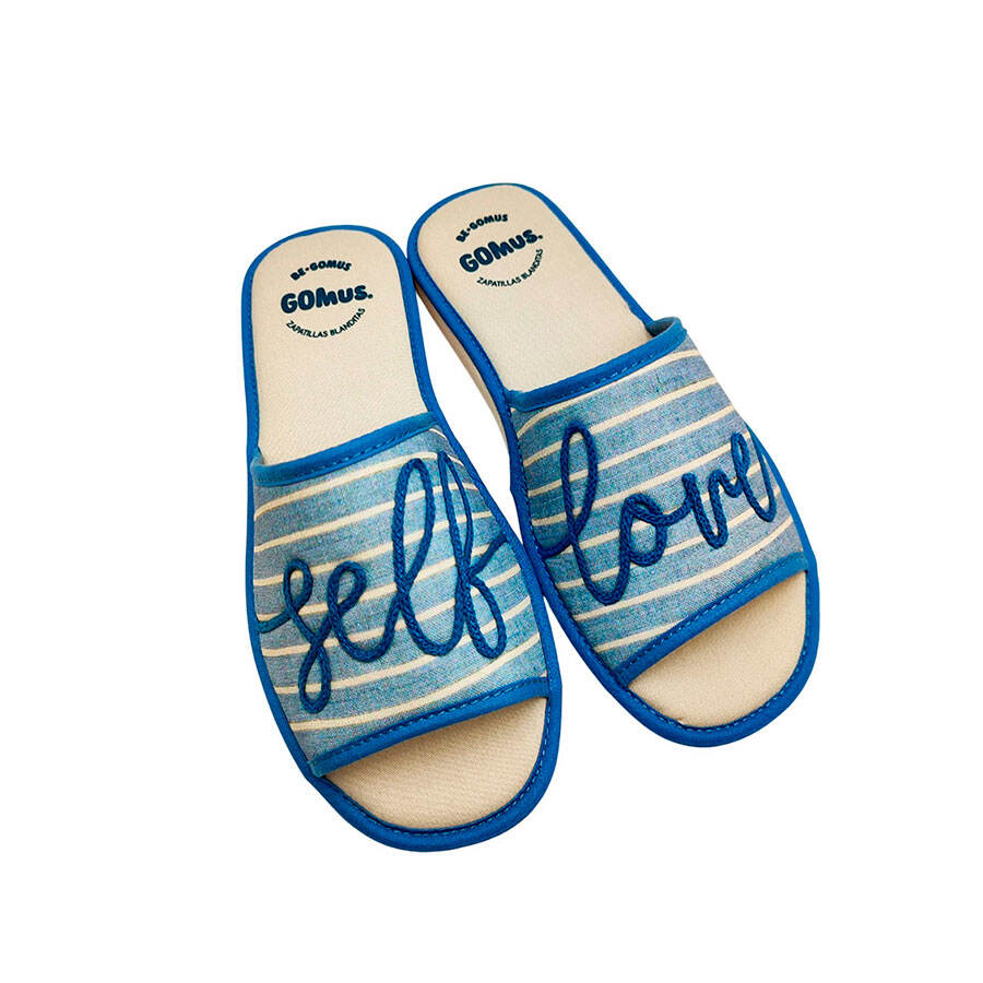 Zapatilla casa de verano azul marinero de mujer