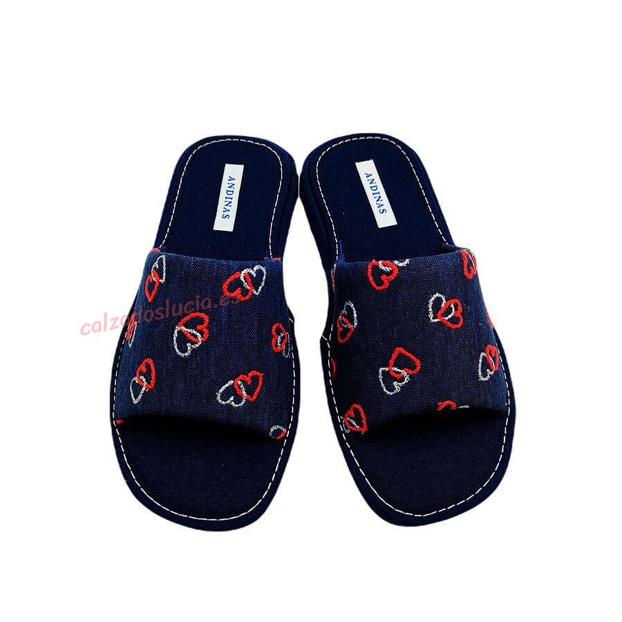 Zapatilla de casa en lona con punta abierta