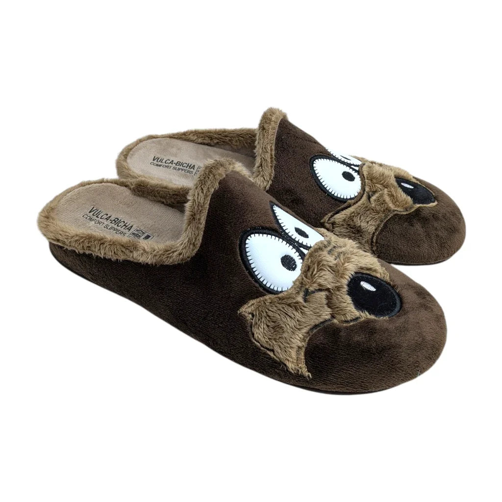 Zapatillas de casa destalonadas marrón modelo Lobo de Vulca-Bicha con suela de caucho