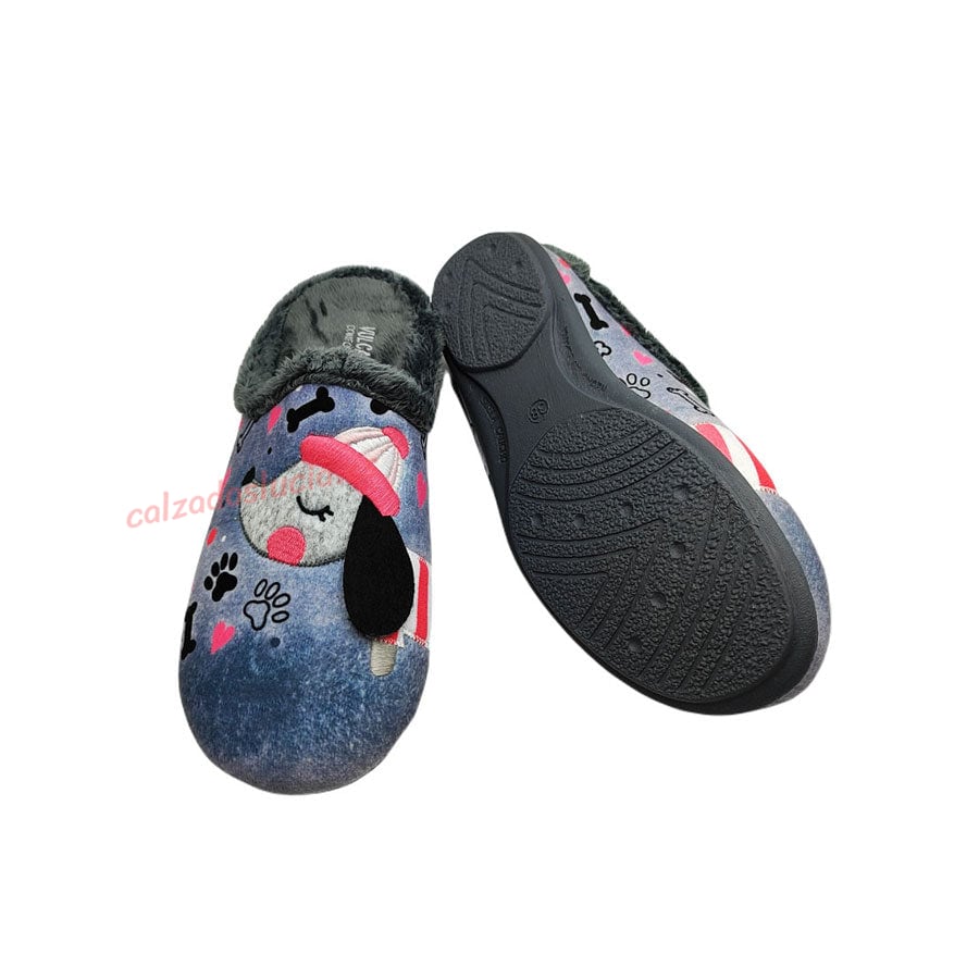 Pantufla de casa perro salchicha mujer