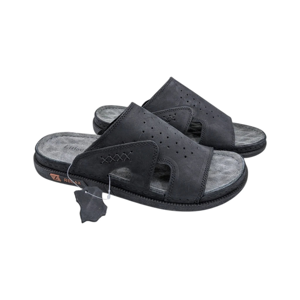 Zueco de piel con suela confort para hombre en negro