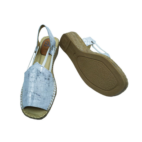 Cuña de cáñamo y piel charol blanca Salvi