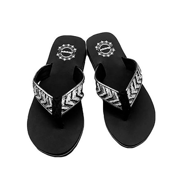 Chancla de lentejuelas con cuña baja