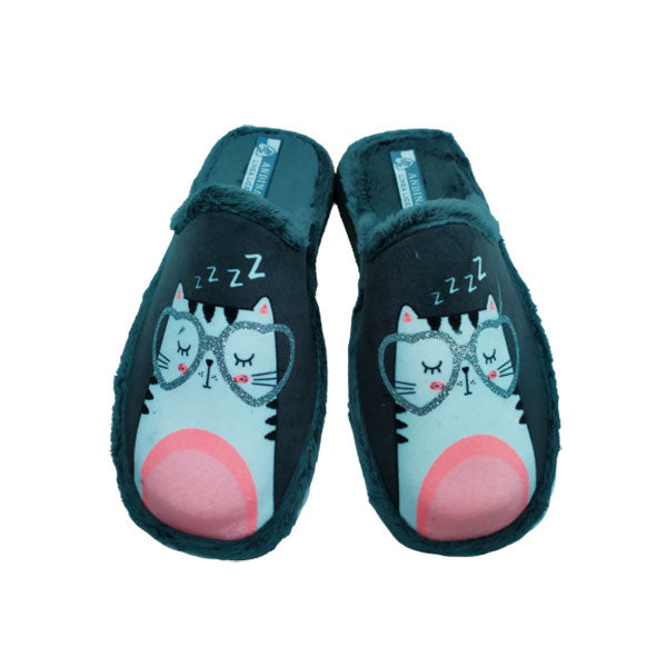 Zapatilla de casa abrigada con gatito Andinas