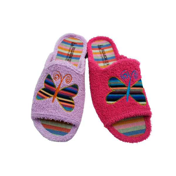 Zapatilla casa rizo mujer con mariposa bordada
