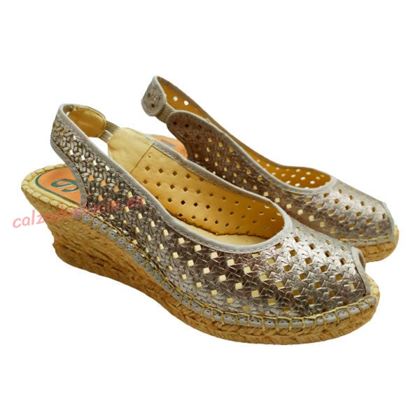 Sandalia piel trenzada platino de Salvi