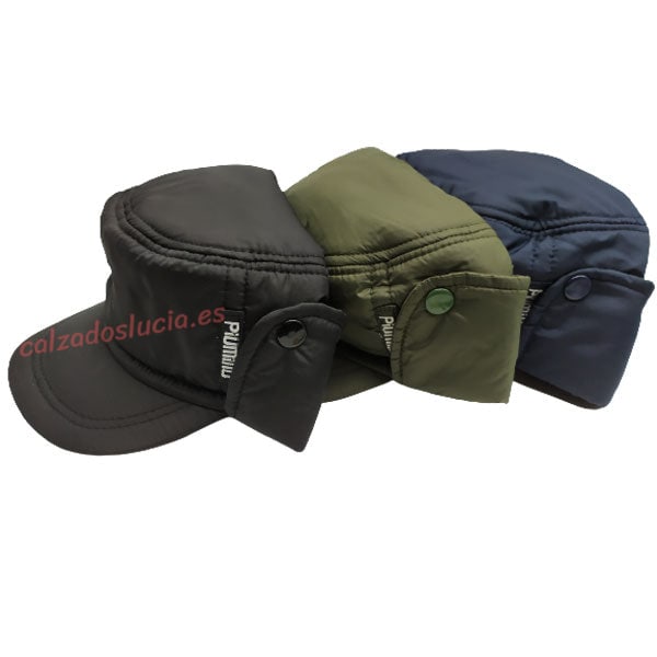 Gorra con orejeras en kaki, negro y marino