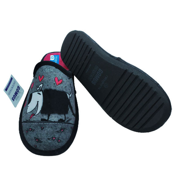 Zapatilla de casa destalonada estampación de perros