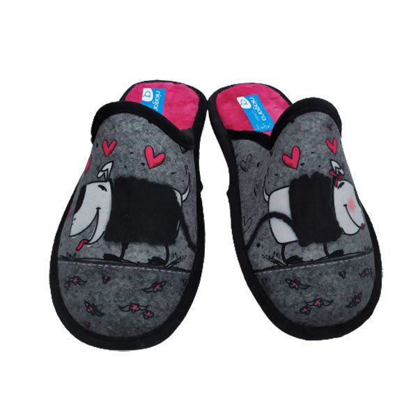 Zapatilla de casa destalonada con dibujos de perros