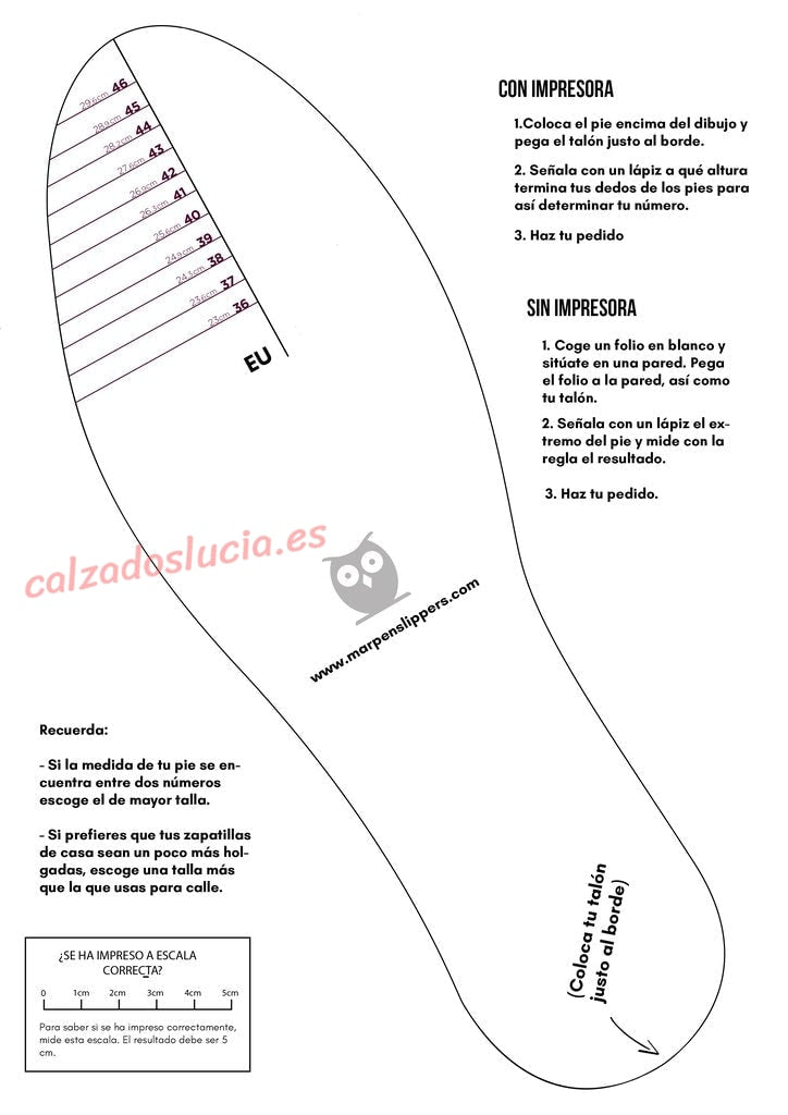 Guía tallas Marpen Slippers