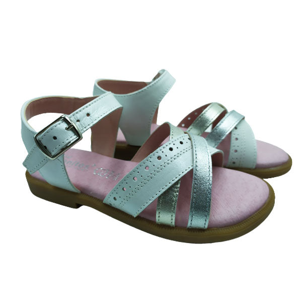 Sandalia Titanitos en blanco y plata