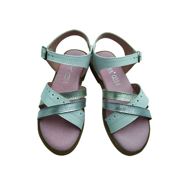 Sandalia de niña Titanitos en blanco y plata