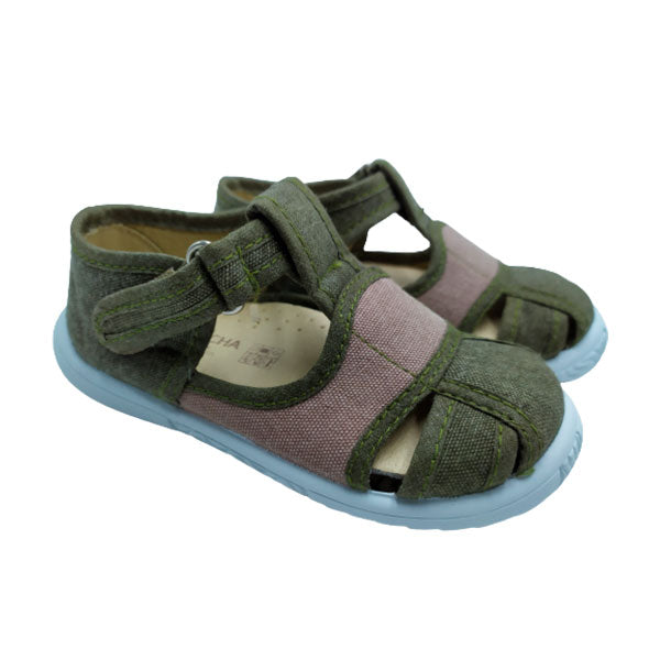 Sandalia de lona color kaki Vulca-Bicha