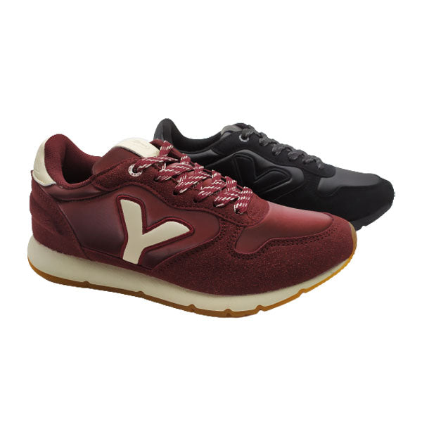 Zapatilla Yumas de mujer en burdeos y en negro