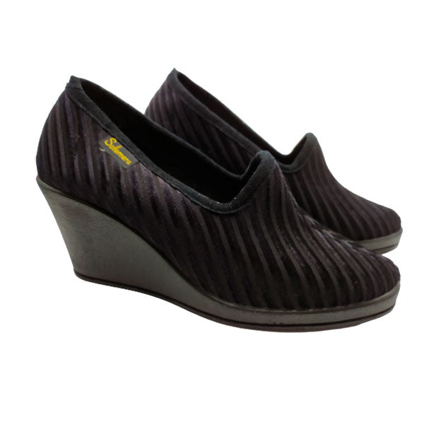 Zapatilla de cuña alta en panilla con brillo Salemera