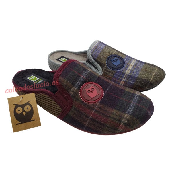 Elegante zapatilla de casa a cuadros Hamburgo