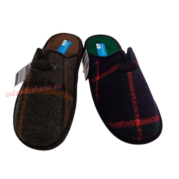 Zapatilla de casa hombre en paño de cuadros