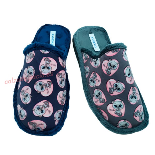 Zapatilla de casa estampado de gatitos Andinas