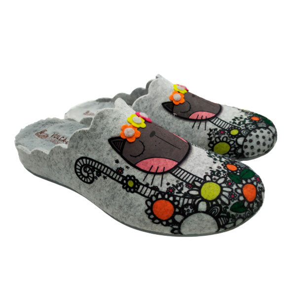 Zapatilla franela gatita de Vulca-Bicha mujer