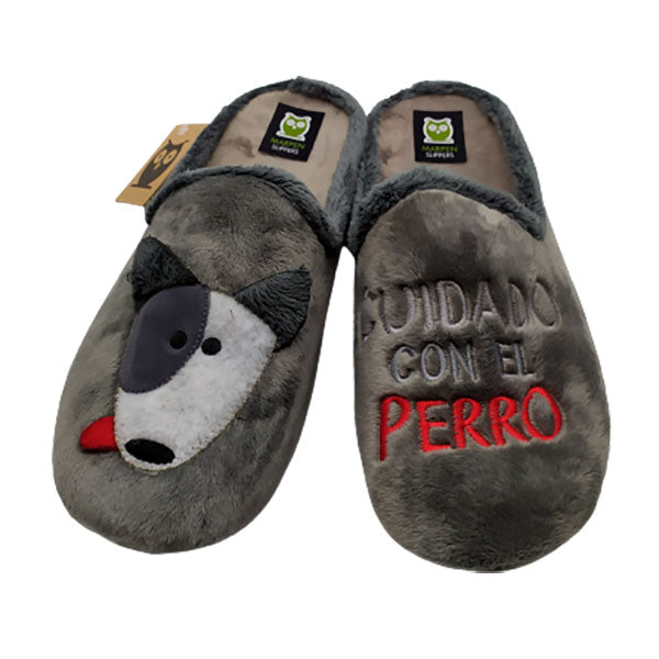 Zapatilla de casa hombre con estampación de perro