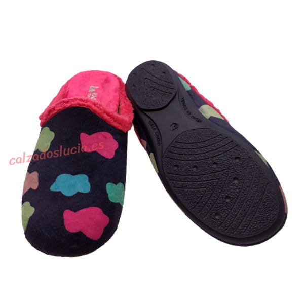 Chinela de casa en paño de colores para mujer