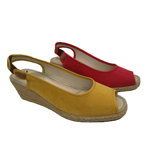 Cuña de cáñamo en rojo y amarillo