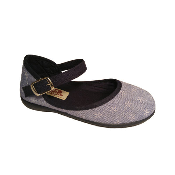 Bailarina de lona azúl índigo V-B