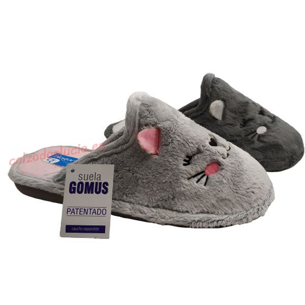 Zapatilla casa de gatito para mujer