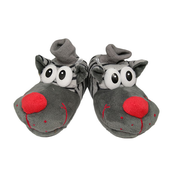 Pantufla cebra en gris con calcetín