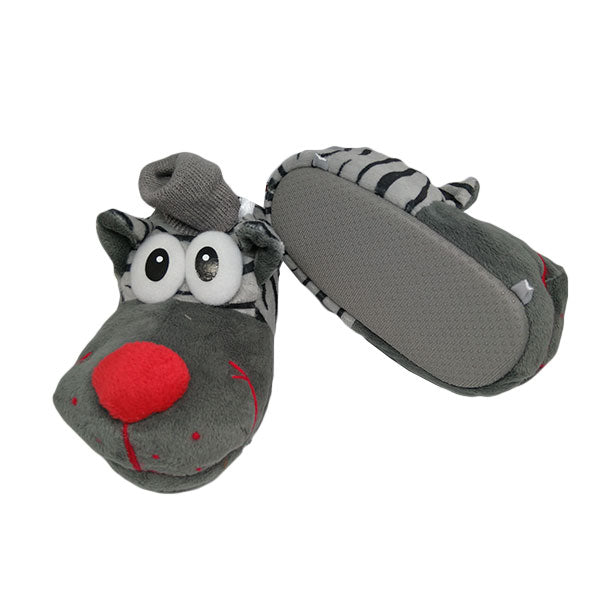 Pantufla cebra en gris con calcetín
