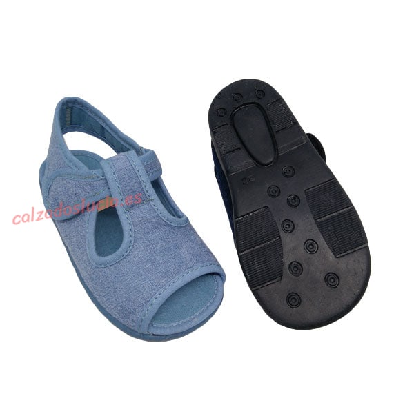 Sandalia de rizo con velcro para casa