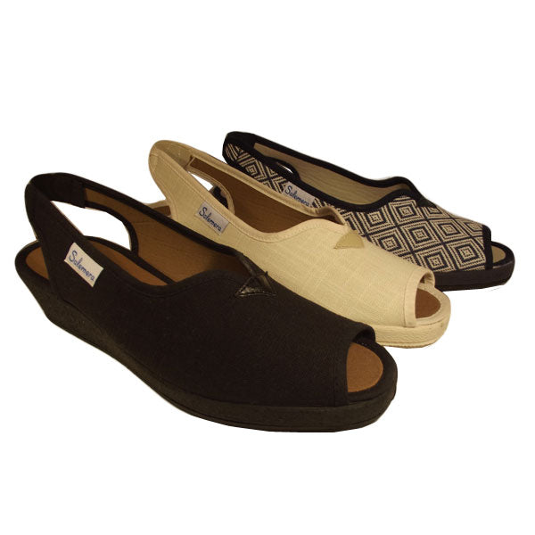 Zapatilla Salemera en negro, crudo y estampado