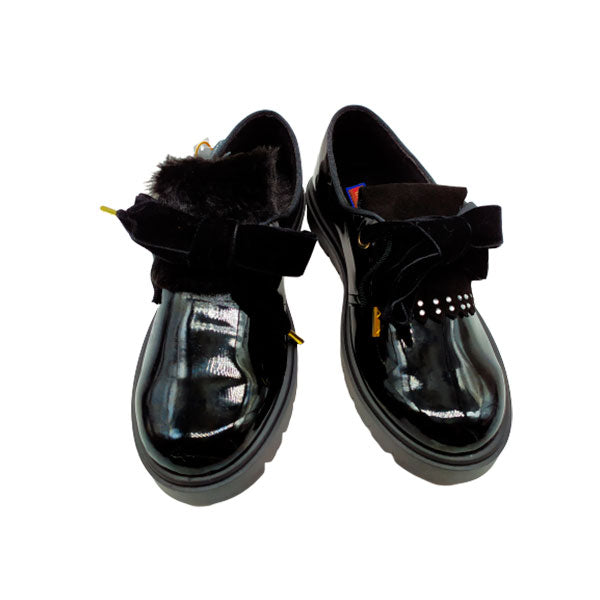 Zapato combinado lengüeta de pelos o de flecos