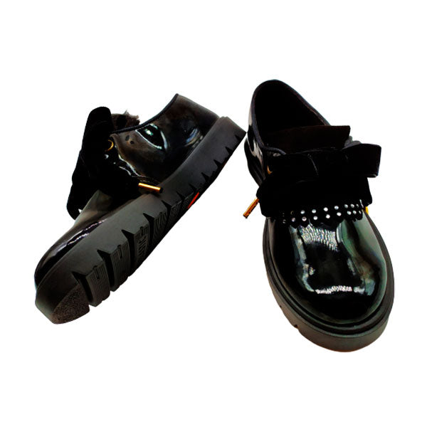 Zapato combinado lengüeta de pelos o de flecos