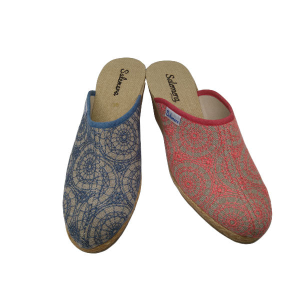 Zueco cuña alta bordado de verano Salemera